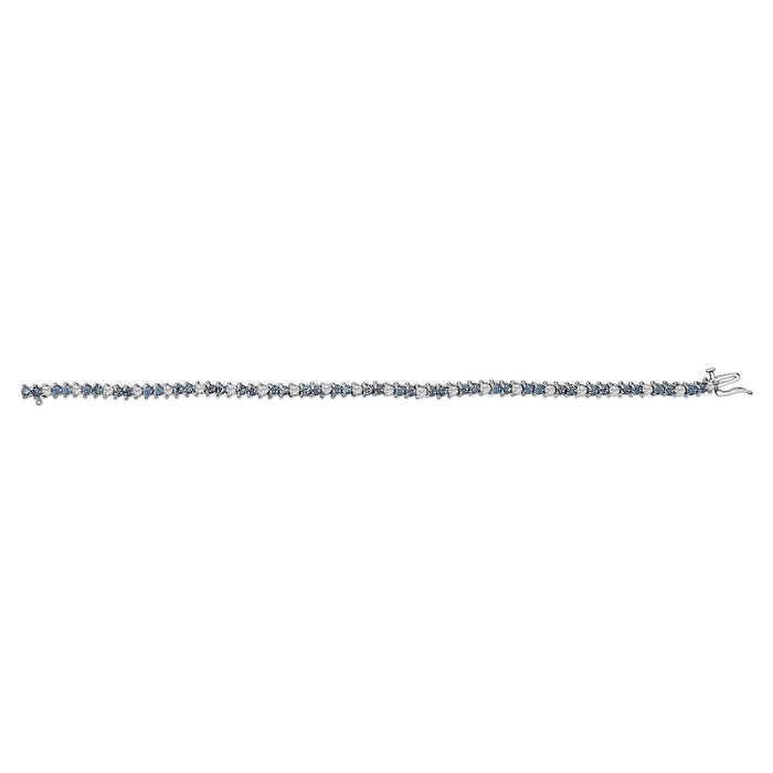 14K White Gold White And Treated Blue Diamond Bracelet (4 5/8 cttw, H-I Color, I1-I2 Clarity)