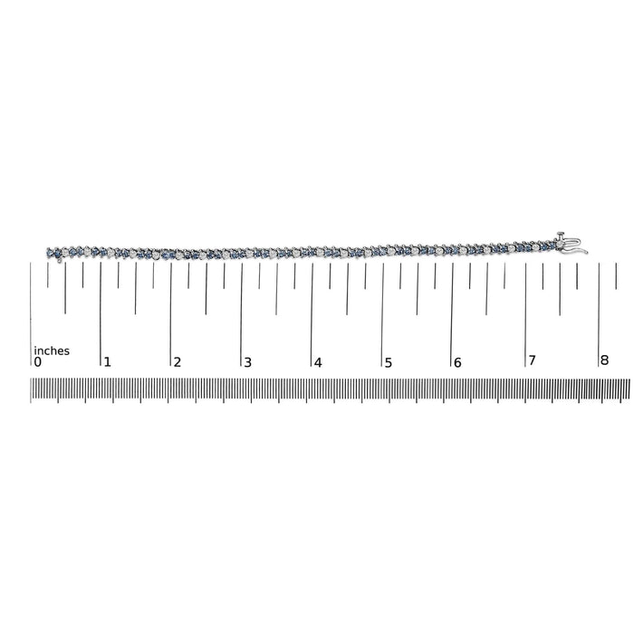 14K White Gold White And Treated Blue Diamond Bracelet (4 5/8 cttw, H-I Color, I1-I2 Clarity)