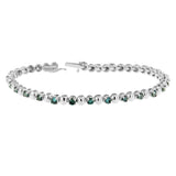 14K White Gold Round-Cut Blue Diamonds Bracelet (3.00 cttw, Blue Color, Clarity)-1 thumbnail 2