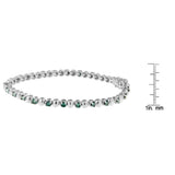 14K White Gold Round-Cut Blue Diamonds Bracelet (3.00 cttw, Blue Color, Clarity)-3 thumbnail 4
