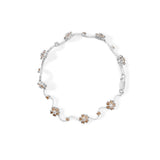 10K White Gold 4.0 Cttw Champagne and White Diamond Floral Cluster and Station Link Bracelet (H-I Color, SI2-I1 Clarity) - 7