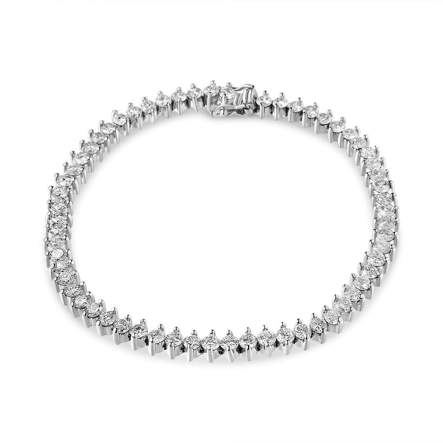 14K White Gold 5 1/2 Cttw Round Diamond 2-Prong Tennis Bracelet (H-I Color, SI2-I1 Clarity) - 7
