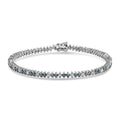 14K white gold bracelet with round white and blue diamond stones