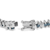 14K White Gold Round-Cut white and Blue Diamond Fashion Bracelet (3.70 cttw, H-I Color, SI1-SI2 Clarity)-1 thumbnail 2