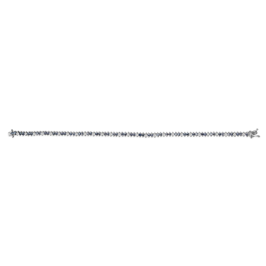 14K White Gold Round-Cut white and Blue Diamond Fashion Bracelet (3.70 cttw, H-I Color, SI1-SI2 Clarity)