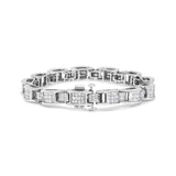 14K White Gold 5.0 Cttw Princess Cut Diamond Invisible Set Alternating Size D Shaped Links Tennis Bracelet (H-I Color, SI2-I1 Clarity) - 7”-1 thumbnail 2