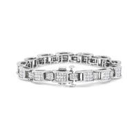 14K White Gold 5.0 Cttw Princess Cut Diamond Invisible Set Alternating Size D Shaped Links Tennis Bracelet (H-I Color, SI2-I1 Clarity) - 7”