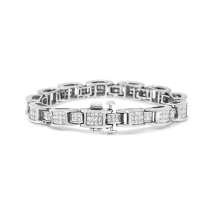14K White Gold 5.0 Cttw Princess Cut Diamond Invisible Set Alternating Size D Shaped Links Tennis Bracelet (H-I Color, SI2-I1 Clarity) - 7”-1