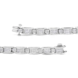 14K White Gold 5.0 Cttw Princess Cut Diamond Invisible Set Alternating Size D Shaped Links Tennis Bracelet (H-I Color, SI2-I1 Clarity) - 7”-4 thumbnail 5
