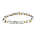 14K two-tone gold bracelet with princess and baguette diamond stones