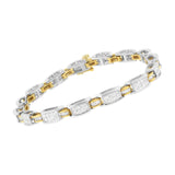 14K Two-Tone Gold Princess and Baguette-Cut Diamond Link Bracelet (3.00 cttw, H-I Color, SI1-SI2 Clarity)-3 thumbnail 4