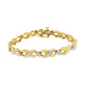 10K yellow gold infinity bracelet with round diamond stones, 1.00 cttw