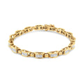 14K yellow gold tennis bracelet with princess-cut diamond stones