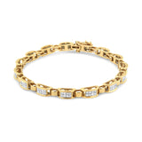 14K Yellow Gold 2 1/2 Cttw Princess-Cut Diamond Link Tennis Bracelet (H-I Color, SI2-I1 Clarity) - 7.25