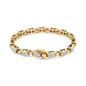 14K Yellow Gold 2 1/2 Cttw Princess-Cut Diamond Link Tennis Bracelet (H-I Color, SI2-I1 Clarity) - 7.25