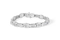 14K white gold tennis bracelet with alternating round and baguette diamond stones