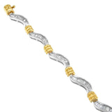 Original Classics 10K Two-Tone Gold Baguette Cut Diamond Spiral Bracelet (2.00 cttw, H-I Color, I1-I2 Clarity)-2 thumbnail 3