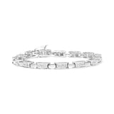 14K white gold bracelet with princess-cut invisible-set diamond links thumbnail 1
