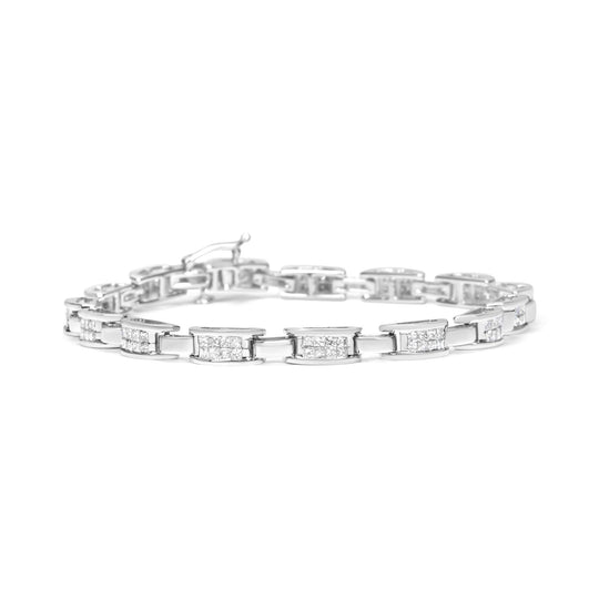 14K white gold bracelet with princess-cut invisible-set diamond links