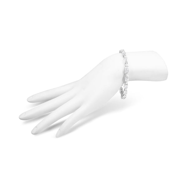 14K White Gold 2.0 Cttw Princess Cut Invisible Set Diamond Rectangular Link Bracelet (I-J Color, I1-I2 Clarity) - 7.25