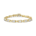 10K yellow gold bracelet with invisible-set princess cut diamond stones