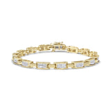 10K yellow gold bracelet with invisible-set princess cut diamond stones thumbnail 1