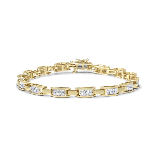 14K Yellow Gold Princess-Cut Diamond Links of Love Bracelet (2.00 cttw, H-I Color, SI2-I1 Clarity)-0