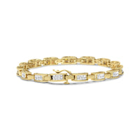 10K Yellow Gold 2.0 Cttw Invisible-Set Princess Cut Diamond Rectangular Link Bracelet (I-J Color, SI2-I1 Clarity) - 7