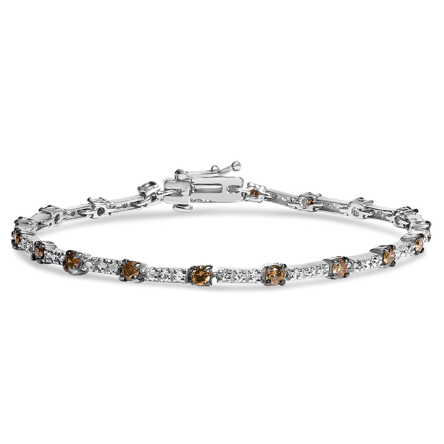 14k White Gold 2 1/4 Cttw Champagne Diamond Bar Link 7