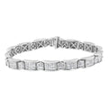 18K White Gold 5.0 Carat Princess Diamond Buckle Link Bracelet-0