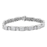 18K White Gold 5.0 Carat Princess Diamond Buckle Link Bracelet-0 thumbnail 1