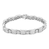 18K White Gold 5.0 Carat Princess Diamond Buckle Link Bracelet-1 thumbnail 2