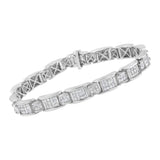 14K White Gold 5.0 Cttw Princess-Cut Diamond Rectangular Alternating Station 7