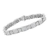 14K White Gold 5.0 Cttw Princess-Cut Diamond Rectangular Alternating Station 7