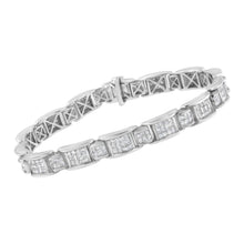 14K White Gold 5.0 Cttw Princess-Cut Diamond Rectangular Alternating Station 7" Tennis Bracelet (G-H Color, SI1-SI2 Clarity)-3