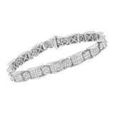 18K White Gold 5.0 Carat Princess Diamond Buckle Link Bracelet-3 thumbnail 4
