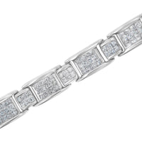 14K White Gold 5.0 Cttw Princess-Cut Diamond Rectangular Alternating Station 7
