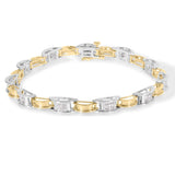 14K two-tone gold bracelet with princess-cut diamond chain links, 7 inch thumbnail 1