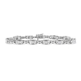 14K white gold tennis bracelet with invisible-set princess diamond stones thumbnail 1