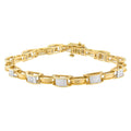 14K yellow gold bracelet with princess cut diamond stones
