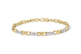 10K yellow gold bracelet with 3 diamond stones in X-link design thumbnail 1