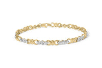 10k Yellow Gold 1/3 Cttw Diamond 3 Stone and X-Link Bracelet (I-J Color, I1-I2 Clarity) - 7.50