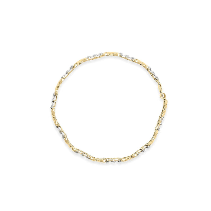 10k Yellow Gold 1/3 Cttw Diamond 3 Stone and X-Link Bracelet (I-J Color, I1-I2 Clarity) - 7.50