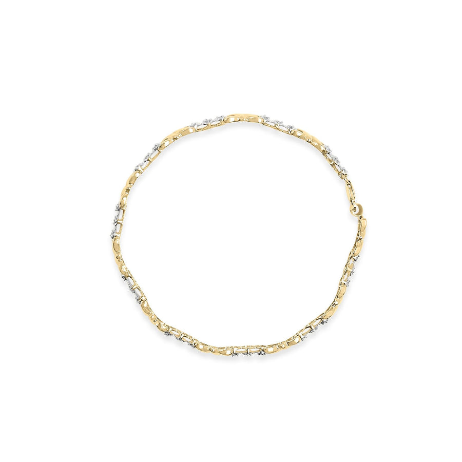 10k Yellow Gold 1/3 Cttw Diamond 3 Stone and X-Link Bracelet (I-J Color, I1-I2 Clarity) - 7.50