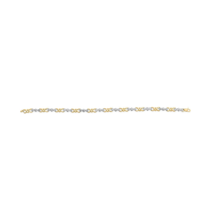 10k Yellow Gold 1/3 Cttw Diamond 3 Stone and X-Link Bracelet (I-J Color, I1-I2 Clarity) - 7.50