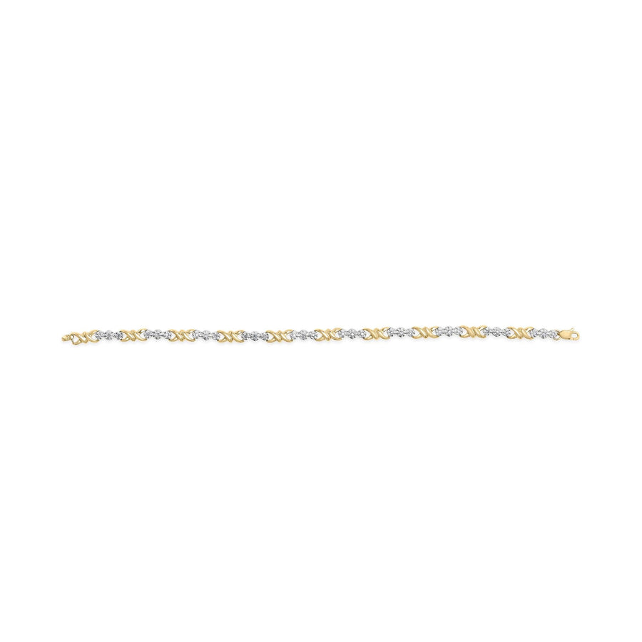 10k Yellow Gold 1/3 Cttw Diamond 3 Stone and X-Link Bracelet (I-J Color, I1-I2 Clarity) - 7.50