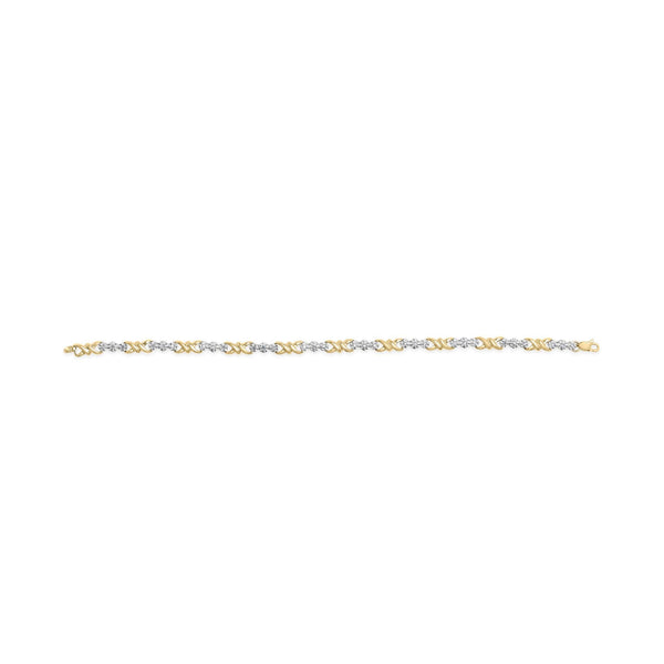 10k Yellow Gold 1/3 Cttw Diamond 3 Stone and X-Link Bracelet (I-J Color, I1-I2 Clarity) - 7.50
