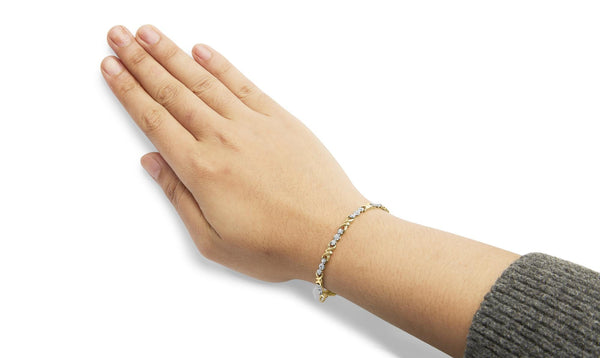 10k Yellow Gold 1/3 Cttw Diamond 3 Stone and X-Link Bracelet (I-J Color, I1-I2 Clarity) - 7.50