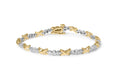 10K two-tone gold bracelet with 3 round diamond stones in X-link design
