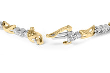 10K Two-Tone Gold 1/2 Cttw Diamond Alternating 3 Stone and X-Link 7" Bracelet (I-J Color, I2-I3 Clarity)-1